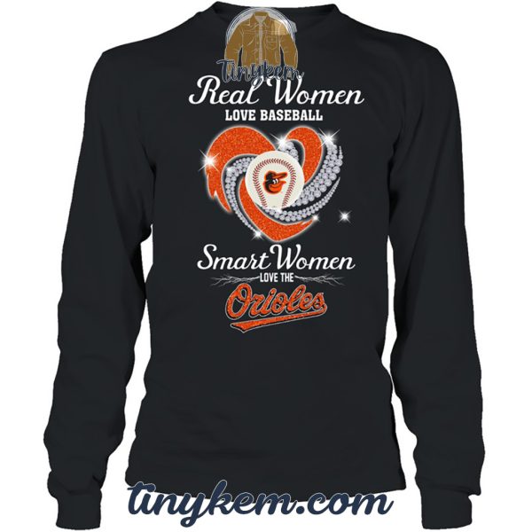 Real Women Love Baseball Smart Women Love The Orioles Tshirt