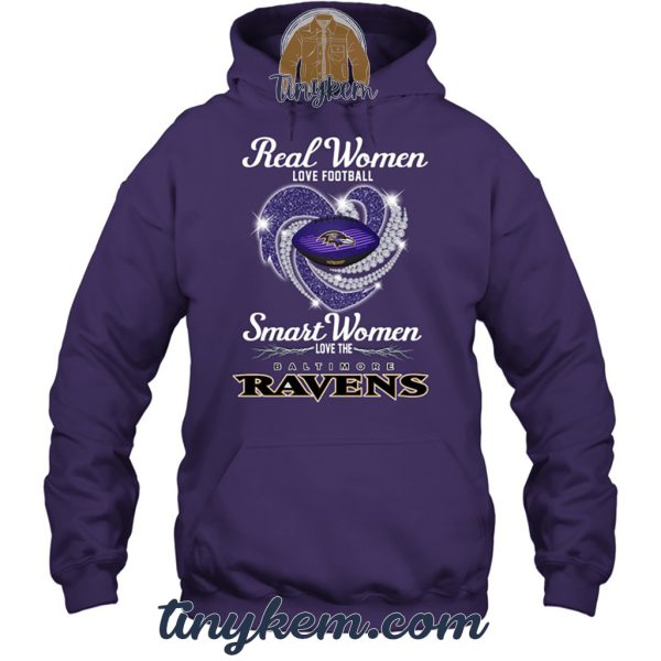 Real Women Love Football Smart Women Love Baltimore Ravens Tshirt