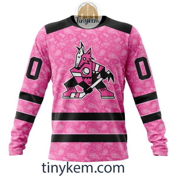 Arizona Coyotes Custom Pink Breast Cancer Awareness Hoodie