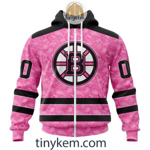 Boston Bruins Custom Pink Breast Cancer Awareness Hoodie