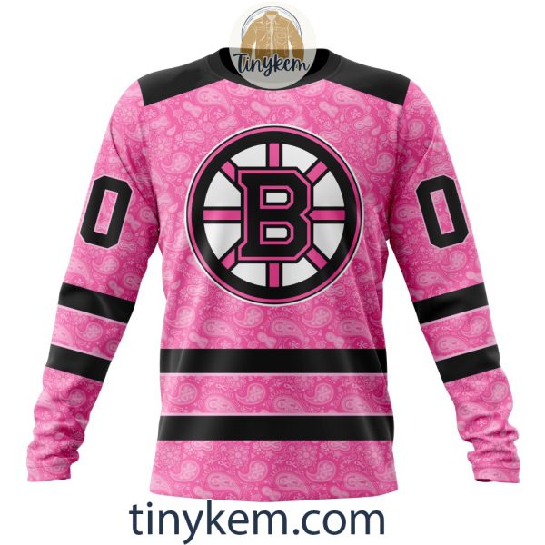 Boston Bruins Custom Pink Breast Cancer Awareness Hoodie
