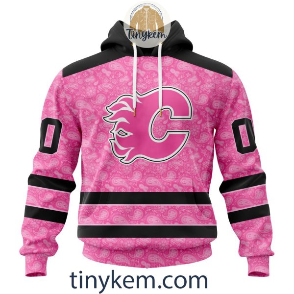 Calgary Flames Custom Pink Breast Cancer Awareness Hoodie