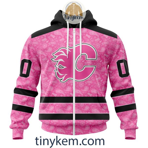 Calgary Flames Custom Pink Breast Cancer Awareness Hoodie