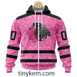 Chicago Blackhawks Custom Pink Breast Cancer Awareness Hoodie2B2 cCERI