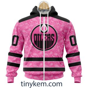 Edmonton Oilers Custom Pink Breast Cancer Awareness Hoodie