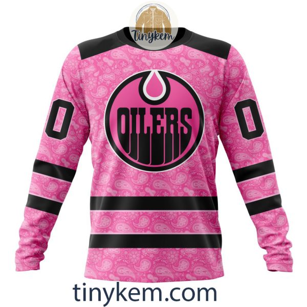 Edmonton Oilers Custom Pink Breast Cancer Awareness Hoodie