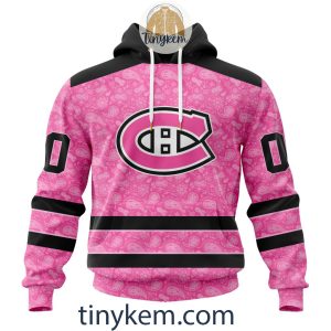 Montreal Canadiens Customized Hockey Fight Cancer Lavender V-neck Long Sleeves Jersey