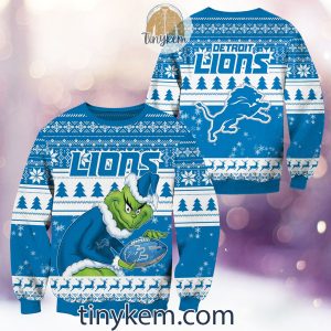 Detroit Lions With Santa Hat And Christmas Light Shirt