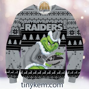 NFL Las Vegas Raiders Grinch Christmas Ugly Sweater2B2 AN4ui
