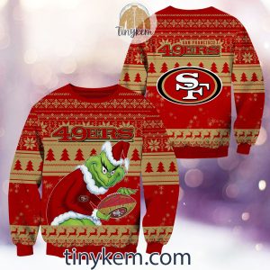 49ers With Santa Hat And Christmas Light Shirt