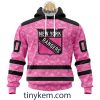 New York Islanders Custom Pink Breast Cancer Awareness Hoodie