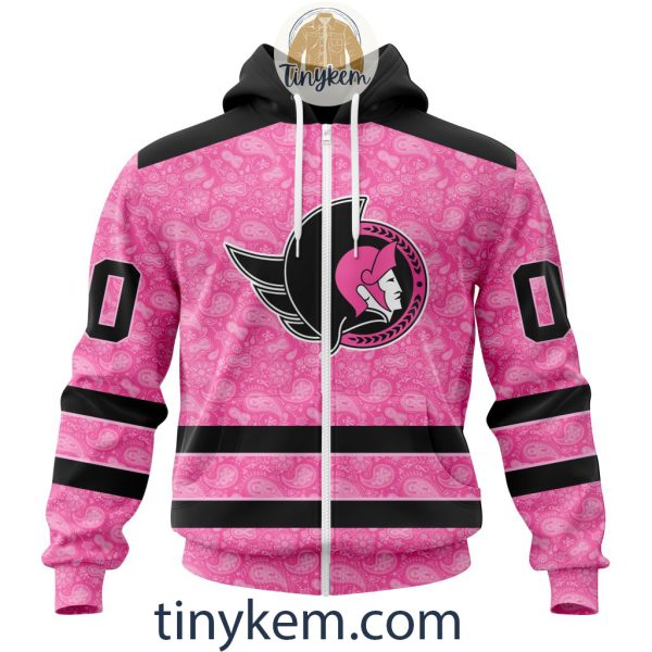 Ottawa Senators Custom Pink Breast Cancer Awareness Hoodie