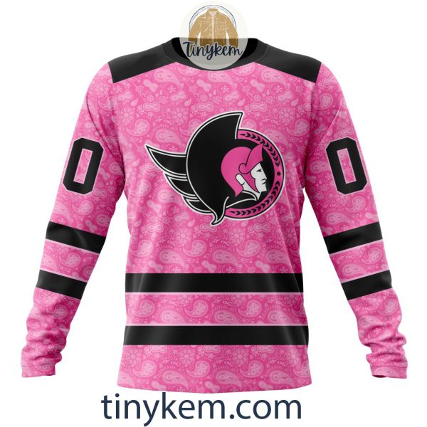 Ottawa Senators Custom Pink Breast Cancer Awareness Hoodie