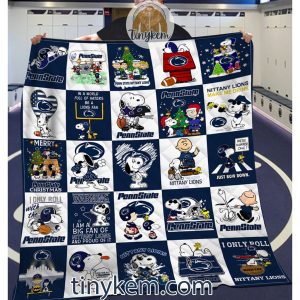 Penn State Nittany Lions football And Snoopy Quilt Blanket2B2 7TG9b