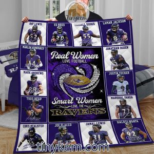 Real Women Love Football Smart Women Love Baltimore Ravens Blanket2B2 MO15t