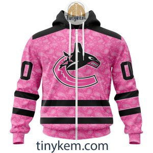 Vancouver Canucks Custom Pink Breast Cancer Awareness Hoodie