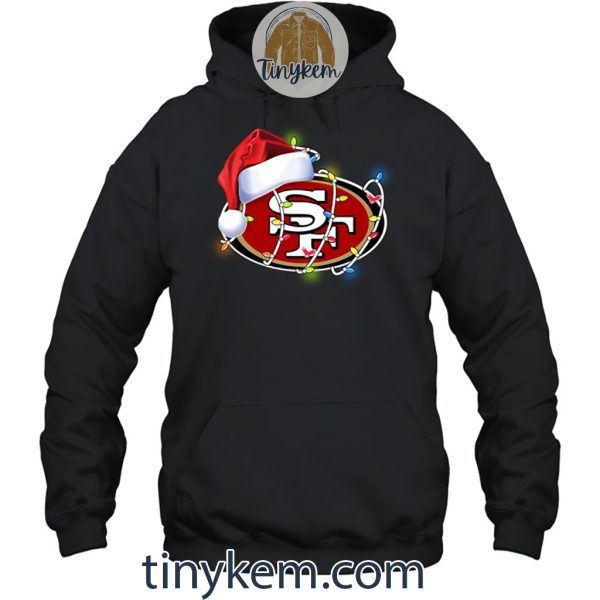 49ers With Santa Hat And Christmas Light Shirt