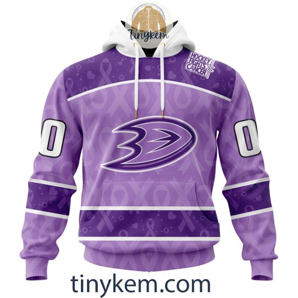 Anaheim Ducks Purple Lavender Hockey Fight Cancer Personalized Hoodie, Tshirt