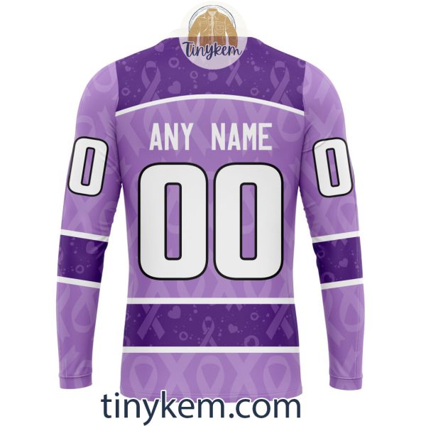 Anaheim Ducks Purple Lavender Hockey Fight Cancer Personalized Hoodie, Tshirt