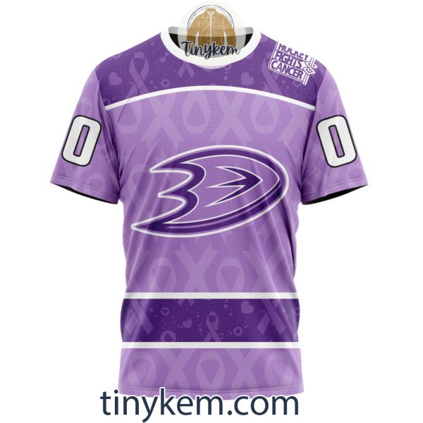 Anaheim Ducks Purple Lavender Hockey Fight Cancer Personalized Hoodie, Tshirt