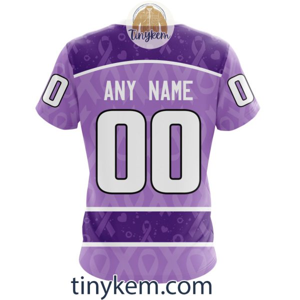Anaheim Ducks Purple Lavender Hockey Fight Cancer Personalized Hoodie, Tshirt