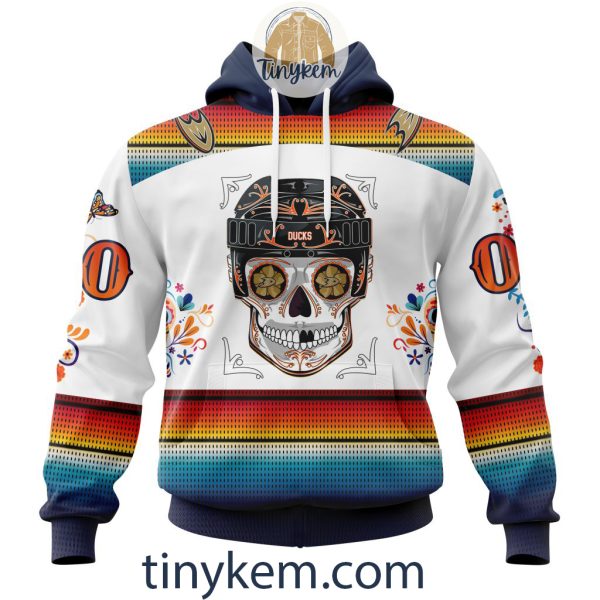 Anaheim Ducks With Dia De Los Muertos Design On Custom Hoodie, Tshirt