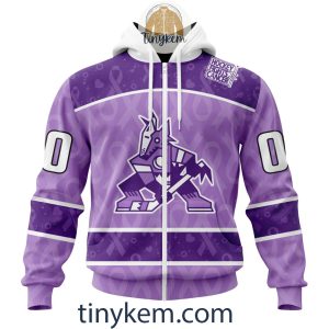 Arizona Coyotes Purple Lavender Hockey Fight Cancer Personalized Hoodie2C Tshirt2B2 GZXmZ