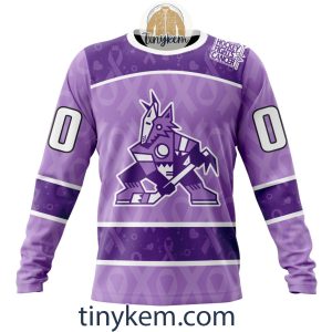 Arizona Coyotes Purple Lavender Hockey Fight Cancer Personalized Hoodie2C Tshirt2B4 H09H4