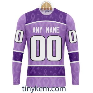 Arizona Coyotes Purple Lavender Hockey Fight Cancer Personalized Hoodie2C Tshirt2B5 13NtL