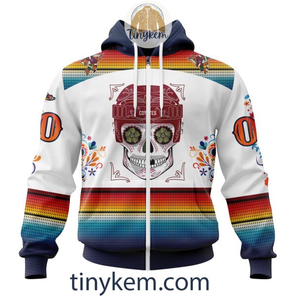 Arizona Coyotes With Dia De Los Muertos Design On Custom Hoodie, Tshirt