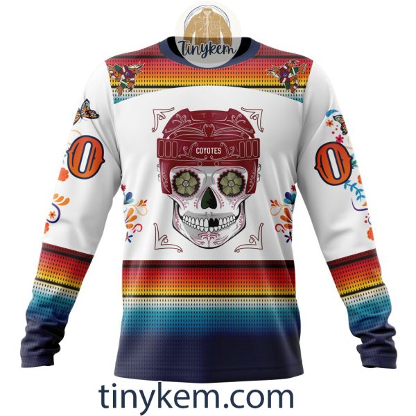 Arizona Coyotes With Dia De Los Muertos Design On Custom Hoodie, Tshirt