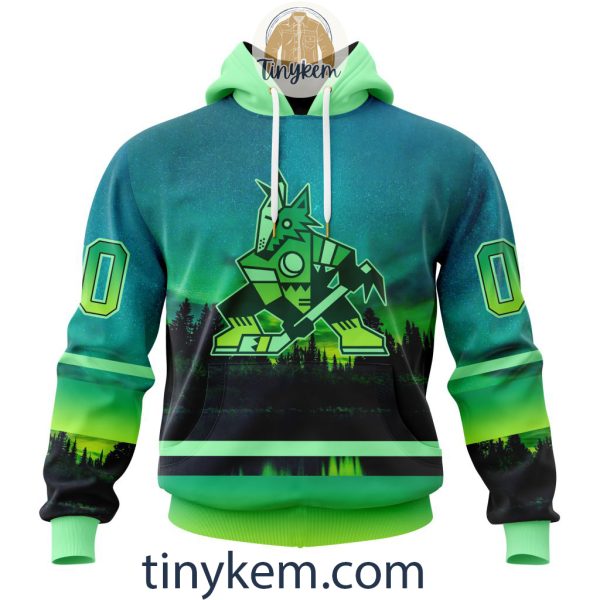 Arizona Coyotes With Special Northern Light Design 3D Hoodie, Tshirt