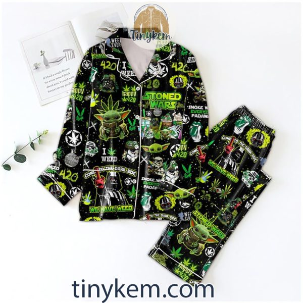 Baby Yoda Stoned Wars Pajamas Set