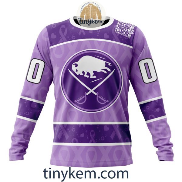 Buffalo Sabres Purple Lavender Hockey Fight Cancer Personalized Hoodie, Tshirt