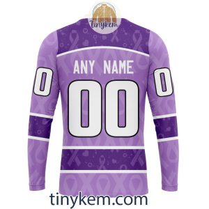 Calgary Flames Purple Lavender Hockey Fight Cancer Personalized Hoodie2C Tshirt2B5 OsKiP