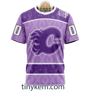 Calgary Flames Purple Lavender Hockey Fight Cancer Personalized Hoodie2C Tshirt2B6 Az3q9