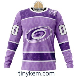 Carolina Hurricanes Purple Lavender Hockey Fight Cancer Personalized Hoodie2C Tshirt2B4 tcYjL