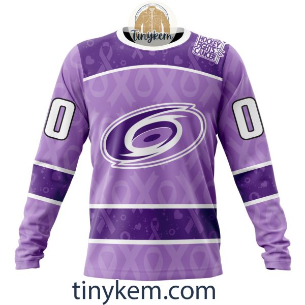Carolina Hurricanes Purple Lavender Hockey Fight Cancer Personalized Hoodie, Tshirt
