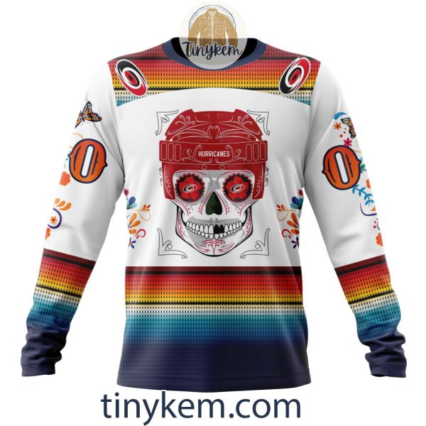 Carolina Hurricanes With Dia De Los Muertos Design On Custom Hoodie, Tshirt