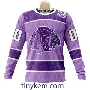 Chicago Blackhawks Purple Lavender Hockey Fight Cancer Personalized Hoodie2C Tshirt2B4 5JwPB