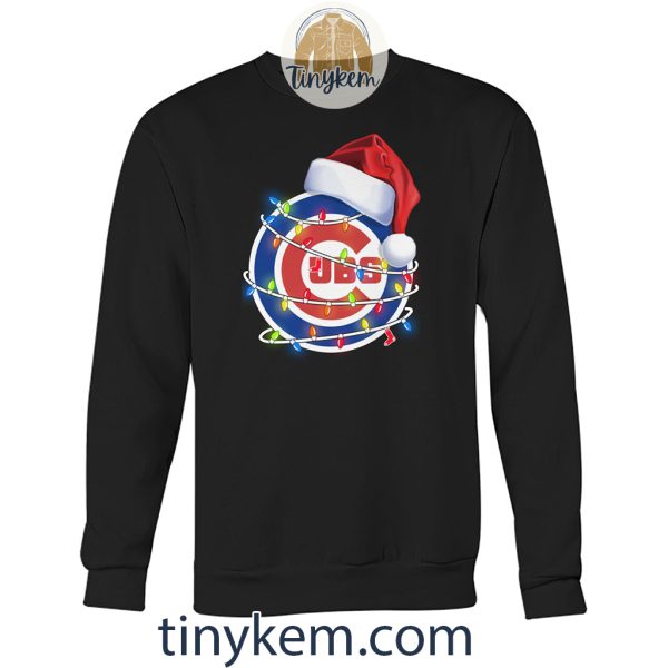 Chicago Cubs With Santa Hat And Christmas Light Shirt