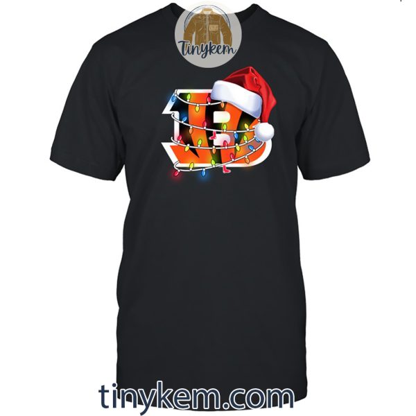 Cincinnati Bengals With Santa Hat And Christmas Light Shirt