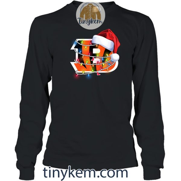 Cincinnati Bengals With Santa Hat And Christmas Light Shirt