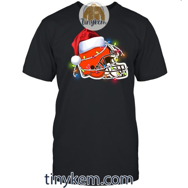 Cleveland Browns With Santa Hat And Christmas Light Shirt