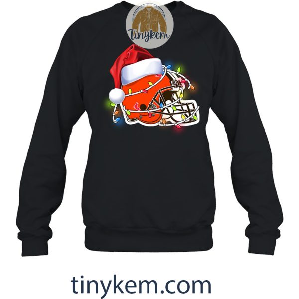 Cleveland Browns With Santa Hat And Christmas Light Shirt