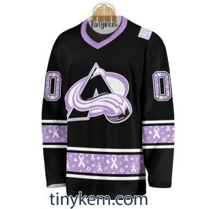 Colorado Avalanche Customized Hockey Fight Cancer Lavender V-neck Long Sleeves Jersey