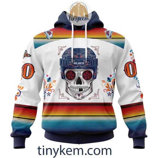 Colorado Avalanche With Dia De Los Muertos Design On Custom Hoodie, Tshirt