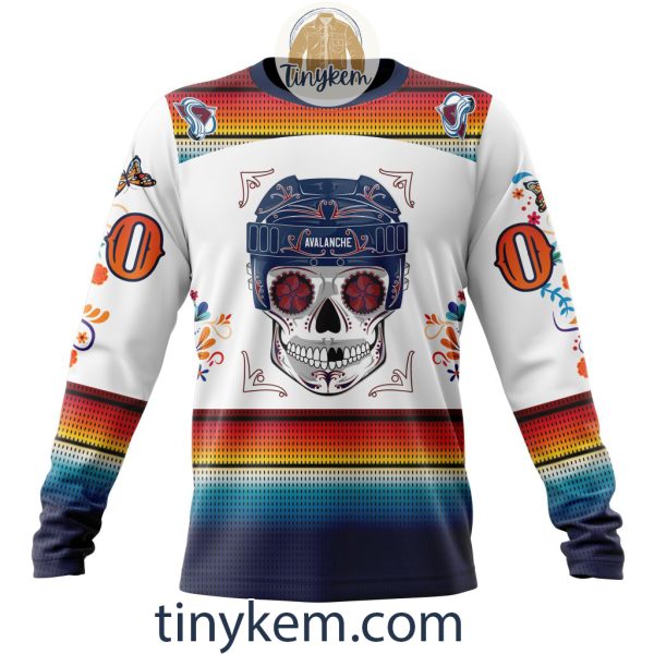 Colorado Avalanche With Dia De Los Muertos Design On Custom Hoodie, Tshirt