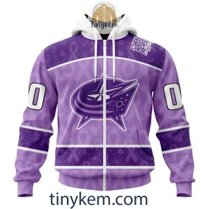 Columbus Blue Jackets Purple Lavender Hockey Fight Cancer Personalized Hoodie2C Tshirt2B2 jWkIH