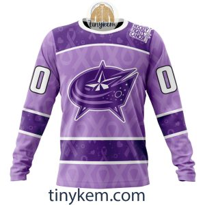 Columbus Blue Jackets Purple Lavender Hockey Fight Cancer Personalized Hoodie2C Tshirt2B4 AR0lC